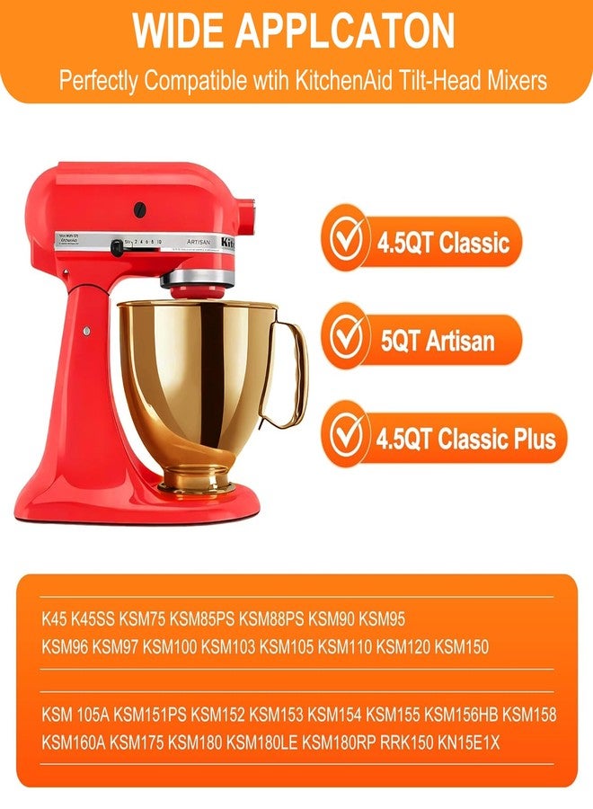 CHUDODO Copper Color Stainless Steel Mixer Bowl, Compatible with KitchenAid Series 4.5-5 QT Tilt-Head Mixers, Suitable for K45SS, KSM75, KSM90, KSM100, KSM150, Dishwasher Safe, Heavy Duty, No Residue - Image 2